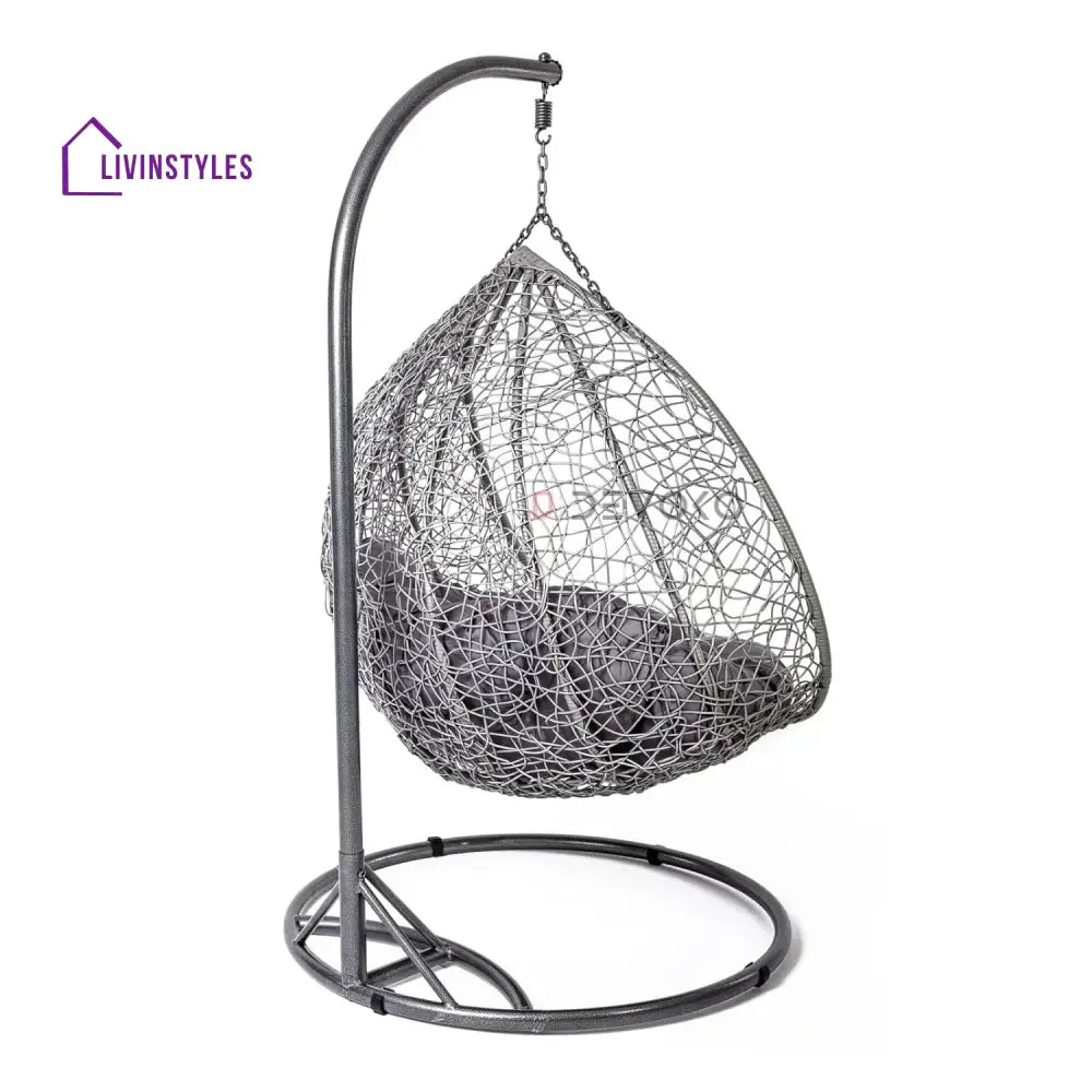 Jiao Double Seater Rattan & Wicker Swing (Grey) - Swing