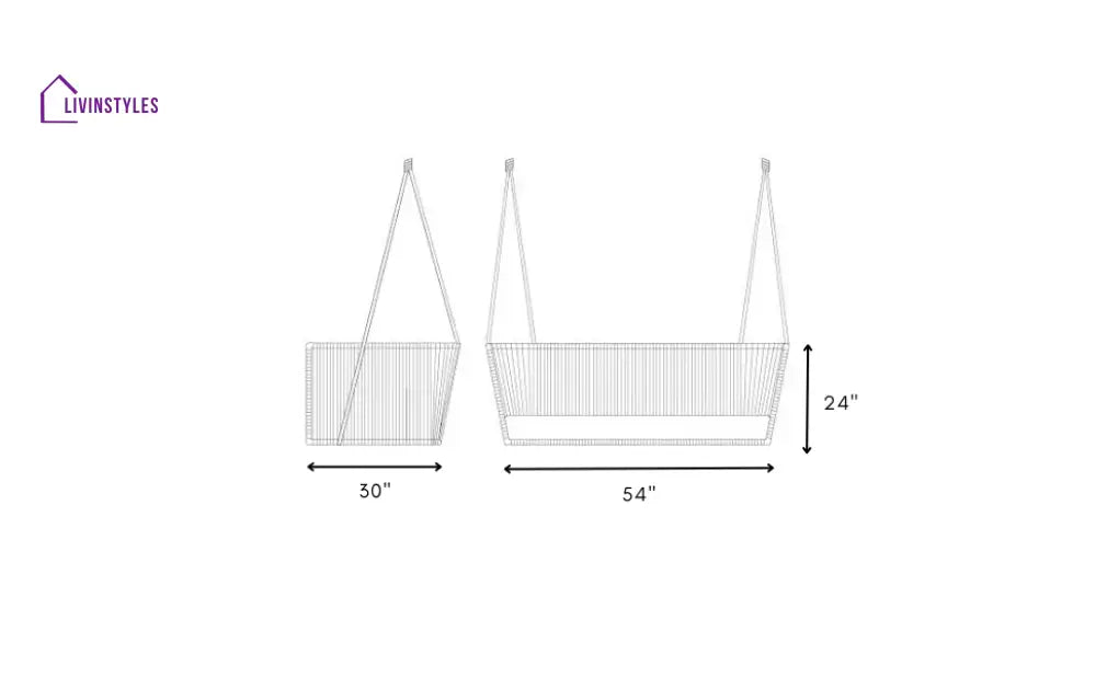 Jill Double Seater Hanging Swing Without Stand For Balcony Garden Swing (Light Grey) Braided & Rope - Swings