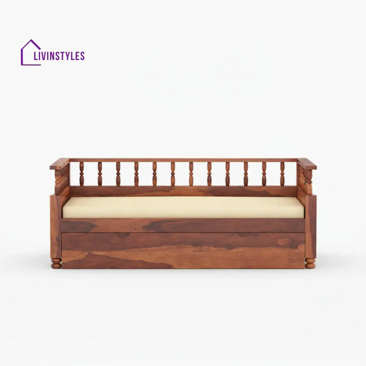 Jimena solid sheesham wood 3 seater with storage Honey