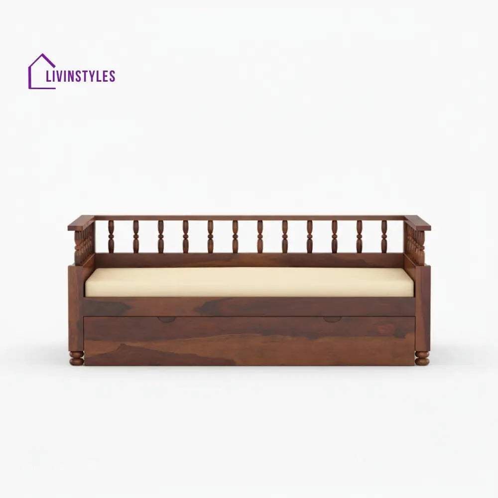 Jimena solid sheesham wood 3 seater with storage Walnut