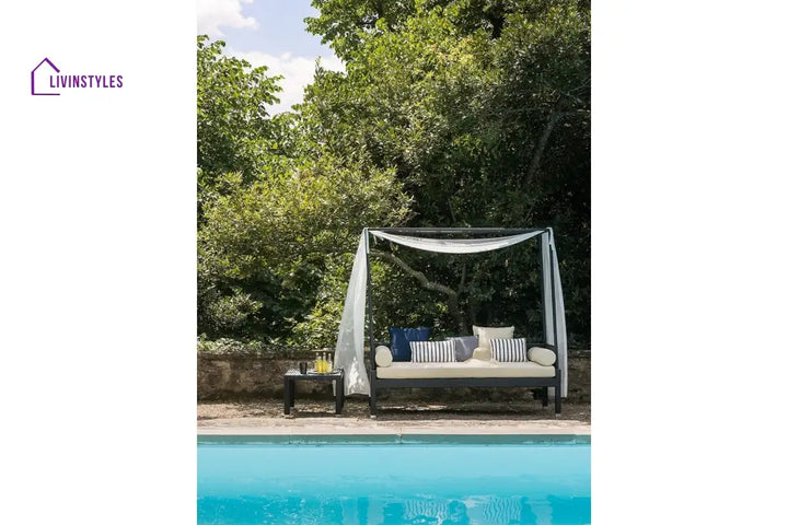 jimmy Outdoor Poolside Sunbed With Cushion Daybed (Black) - Sunbed
