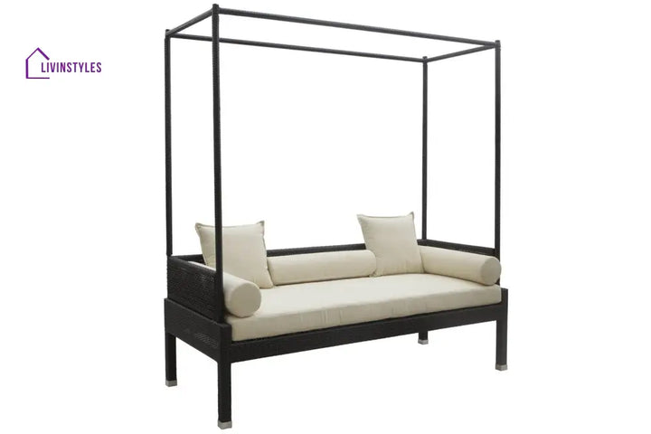 jimmy Outdoor Poolside Sunbed With Cushion Daybed (Black) - Sunbed