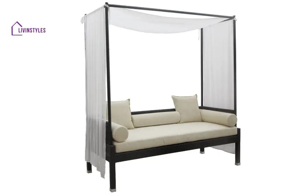 jimmy Outdoor Poolside Sunbed With Cushion Daybed (Black) - Sunbed