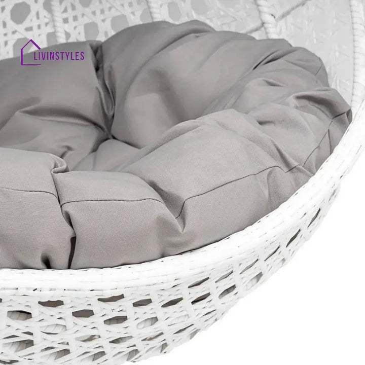 Jin Double Seater Rattan & Wicker Swing (White & Grey) - Swing