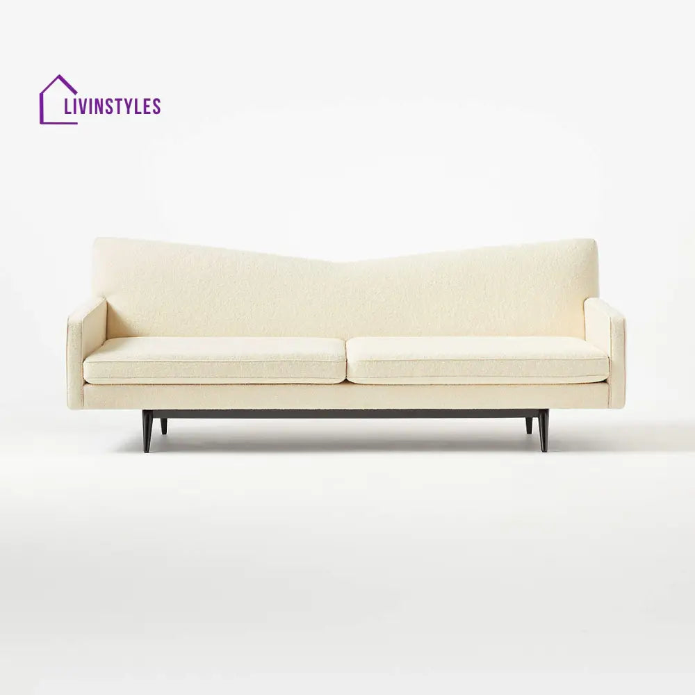Jinal 3 Seater Teak Wood Boucle Sofa