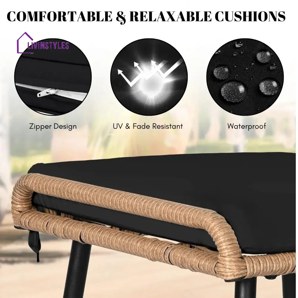 Jivanshi Set of 2 Wicker Ottomans Multipurpose Outdoor Furniture - Footrest