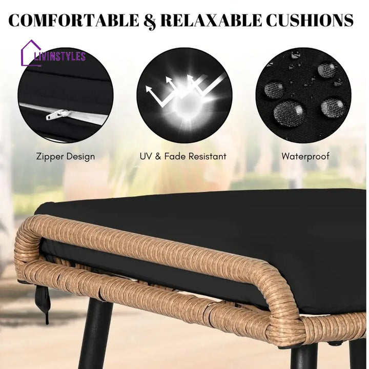 Jivanshi Set of 2 Wicker Ottomans Multipurpose Outdoor Furniture - Footrest