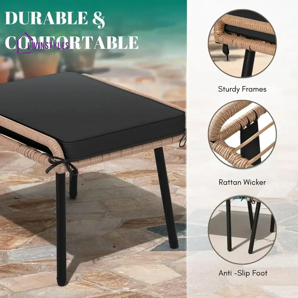 Jivanshi Set of 2 Wicker Ottomans Multipurpose Outdoor Furniture - Footrest