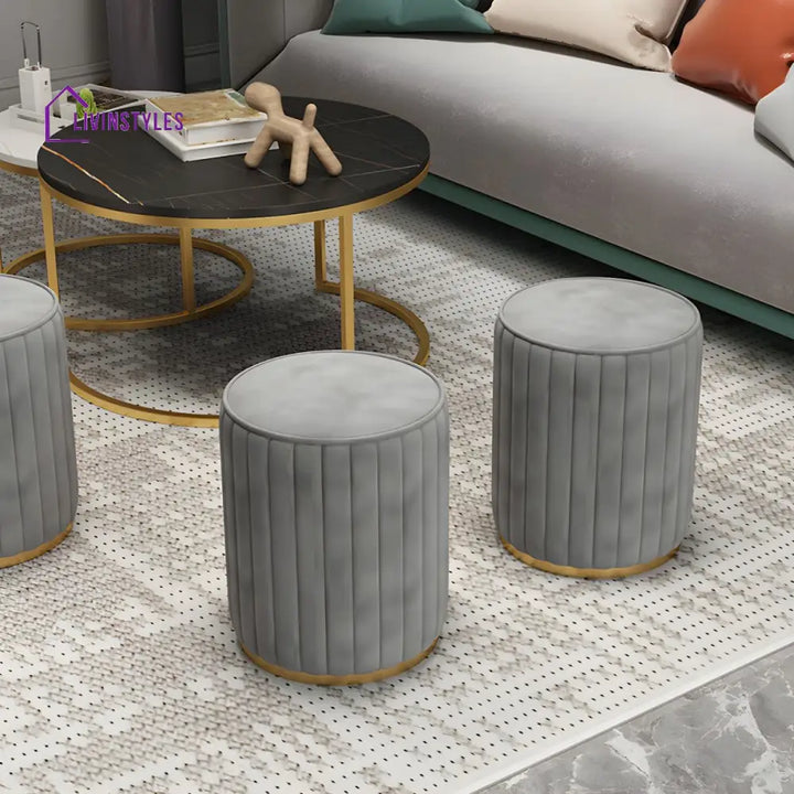 Jivika Living Room Ottoman | Velvet Fabric