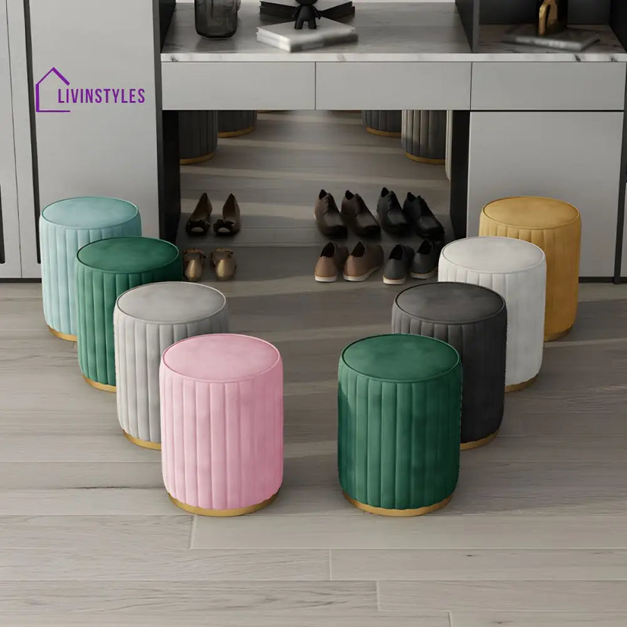 Jivika Living Room Ottoman | Velvet Fabric