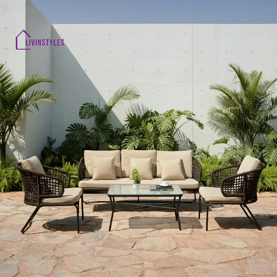 Jivika Outdoor 5 Seater Rope Conversation Sofa Set - Sofa Set