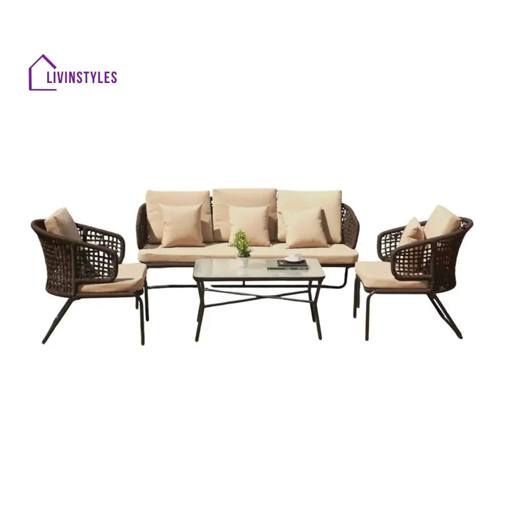 Jivika Outdoor 5 Seater Rope Conversation Sofa Set - Sofa Set