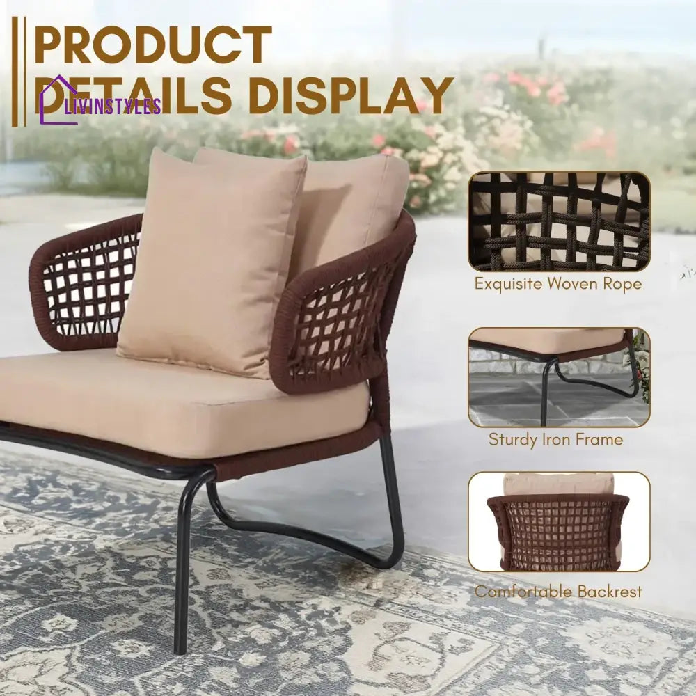 Jivika Outdoor 5 Seater Rope Conversation Sofa Set - Sofa Set