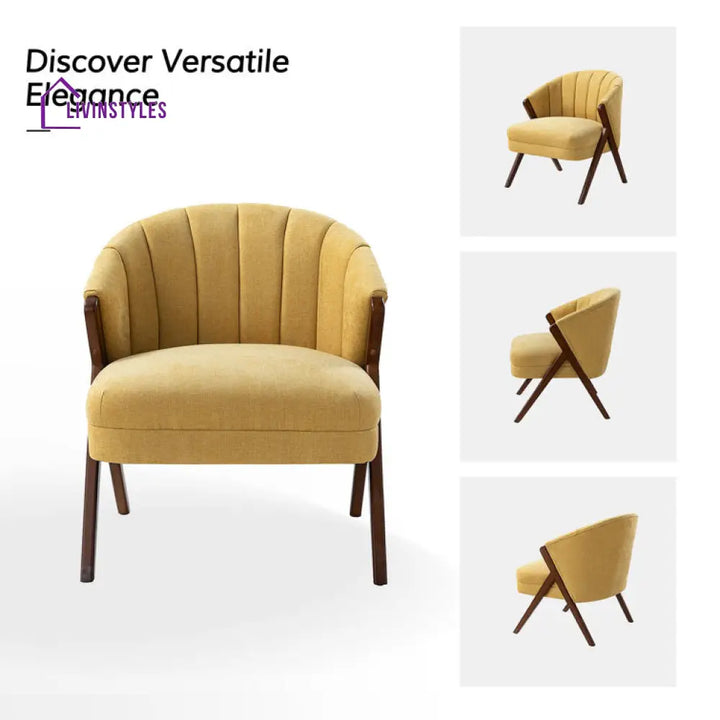 Jivika Solid Wood and Fabric Arm Chair | Living Room Chair | Lounge Chair