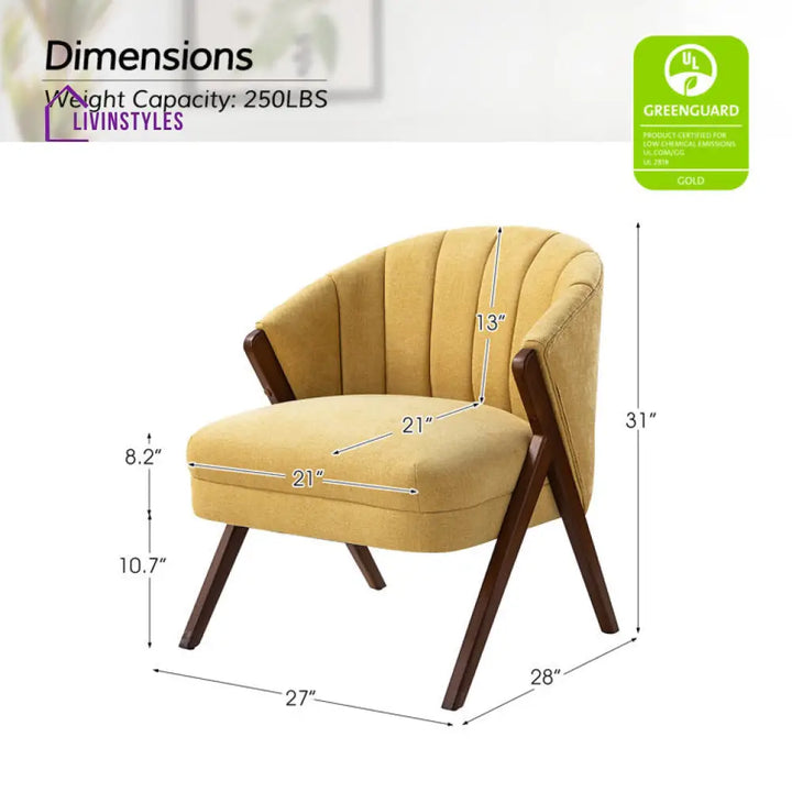 Jivika Solid Wood and Fabric Arm Chair | Living Room Chair | Lounge Chair