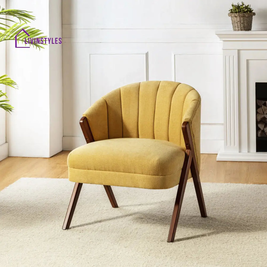 Jivika Solid Wood and Fabric Arm Chair | Living Room Chair | Lounge Chair