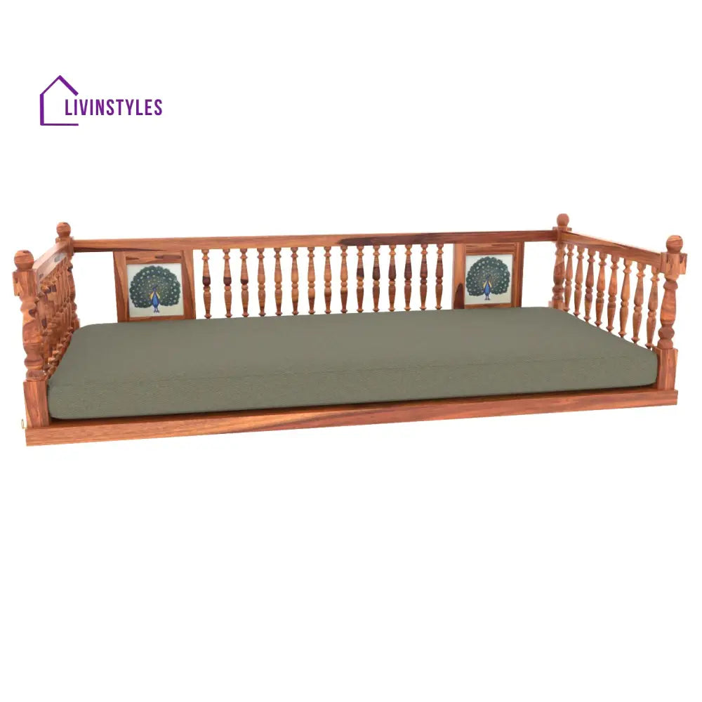 Jiya Vintage Style Wooden Peacock Premium Tiled Swing for Home Swing