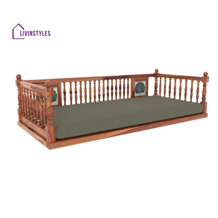 Jiya Vintage Style Wooden Peacock Premium Tiled Swing for Home Swing