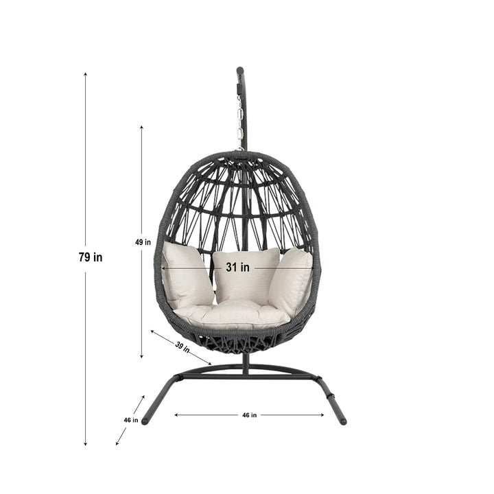 Naaru Single Seater Hanging Swing With Stand For Balcony , Garden (Dark Grey) Braided & Rope