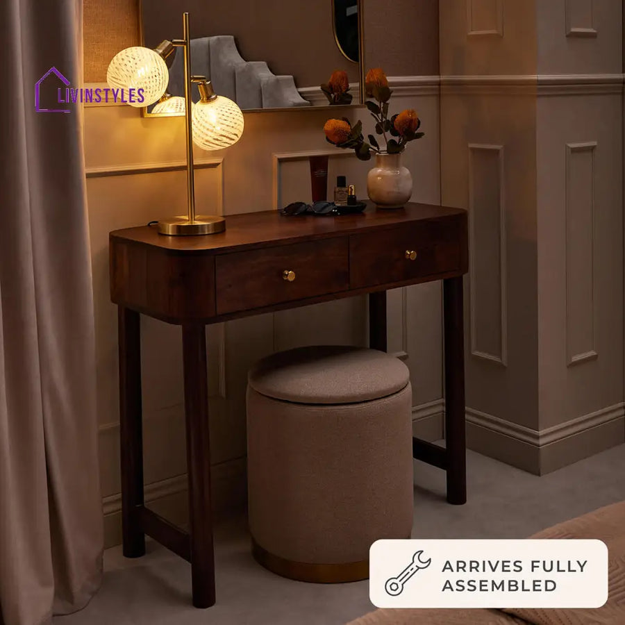 Joaquín Acacia Wood Dressing Table Console - Walnut - Dressing Table