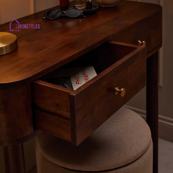 Joaquín Acacia Wood Dressing Table Console - Walnut - Dressing Table
