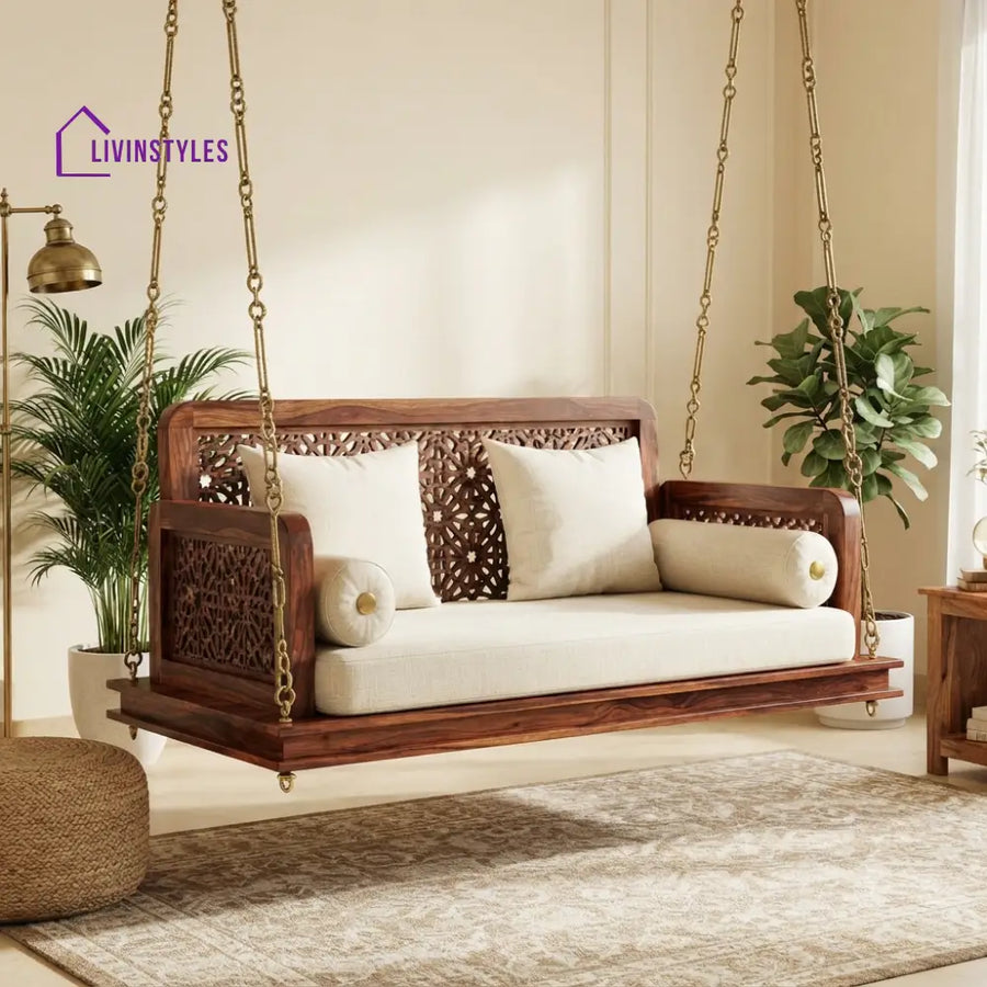 Joël 2 Seater Wooden Swing for Home | Wooden Jhula for home