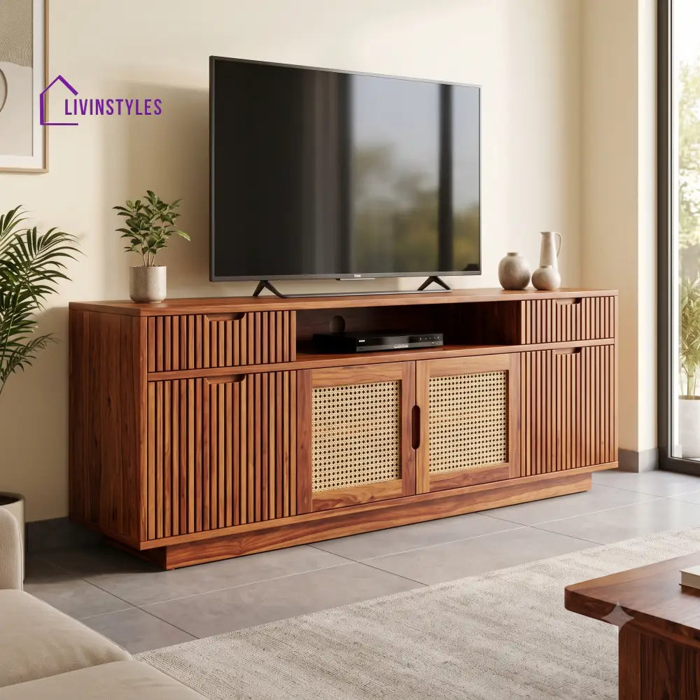 Joelle Solid Sheesham Wood Tv Unit for Living Room | Tv Cabinet | Tv Console Unit