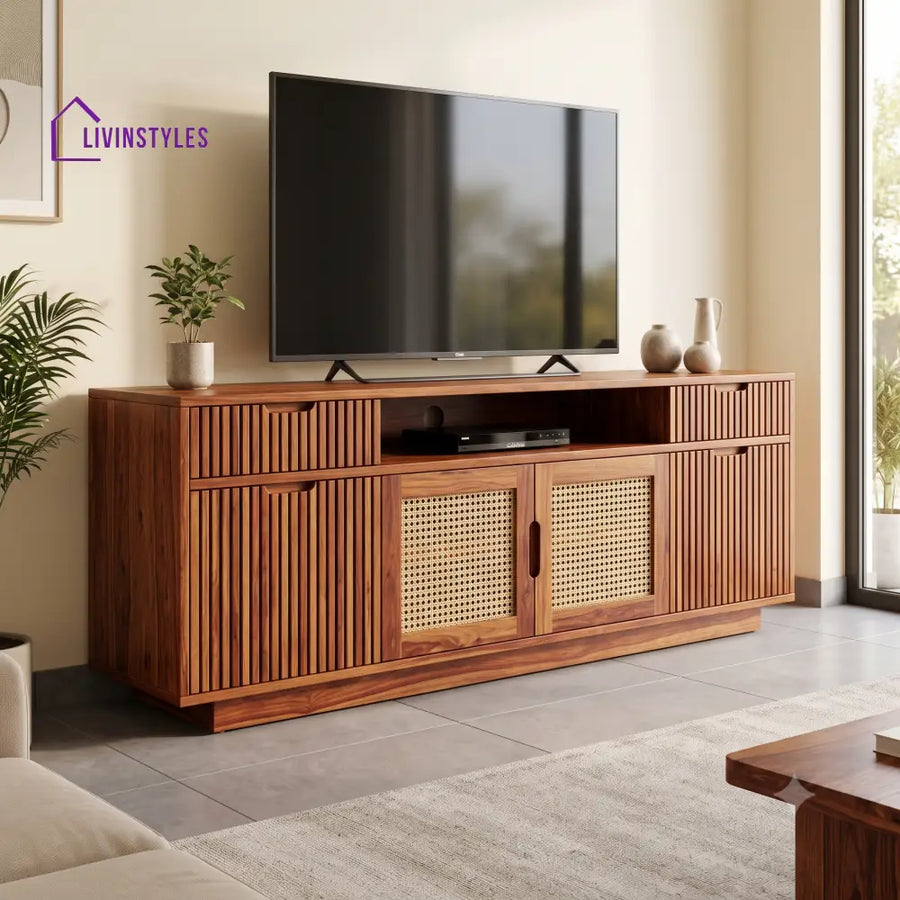 Joelle Solid Sheesham Wood Tv Unit for Living Room | Tv Cabinet | Tv Console Unit