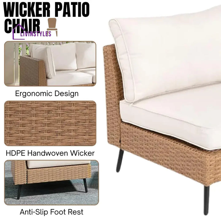 Johanna Outdoor Rattan Wicker 6-Seater Sofa Set - Sofa Set
