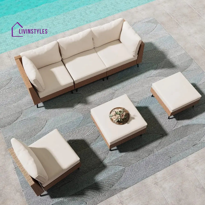 Johanna Outdoor Rattan Wicker 6-Seater Sofa Set - Sofa Set