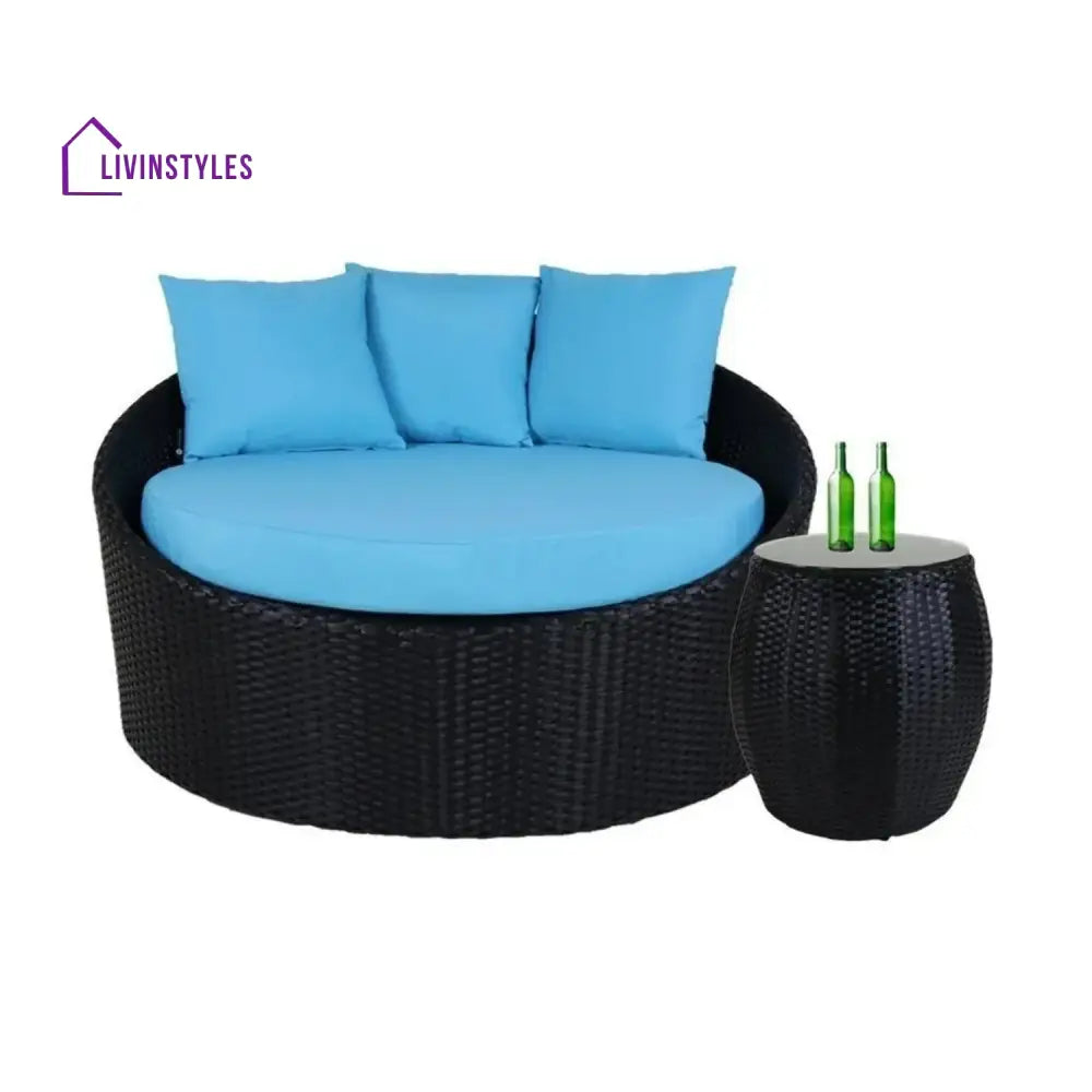 Johanne Outdoor Rattan Wicker Daybed with Glass Top Table - Daybed