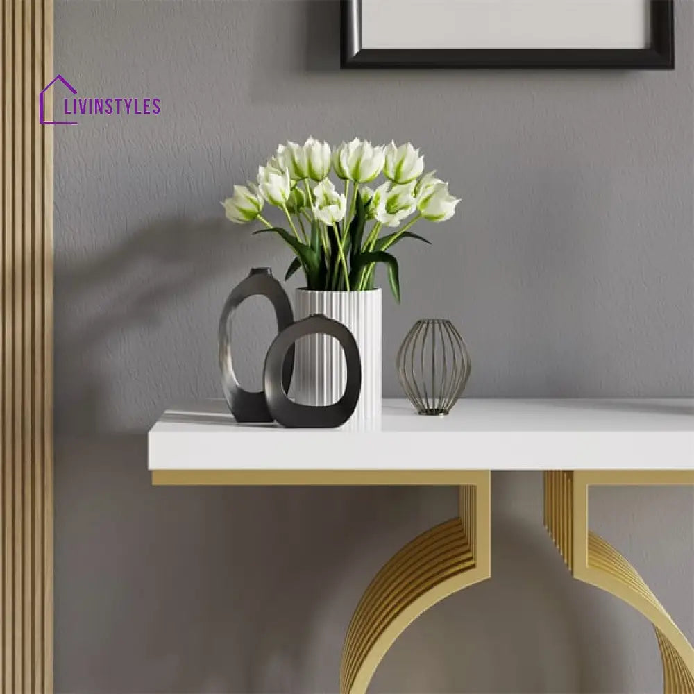 John Marble Console Table In Stainless Steel Pvd Coated