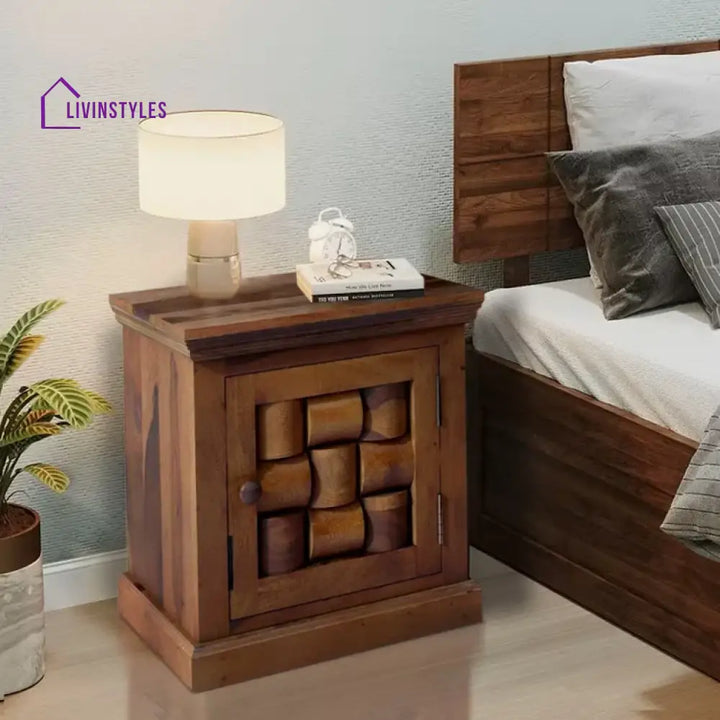 Niware Solid Wood Sheesham Bedside Table Teak Bedroom Furniture Sets