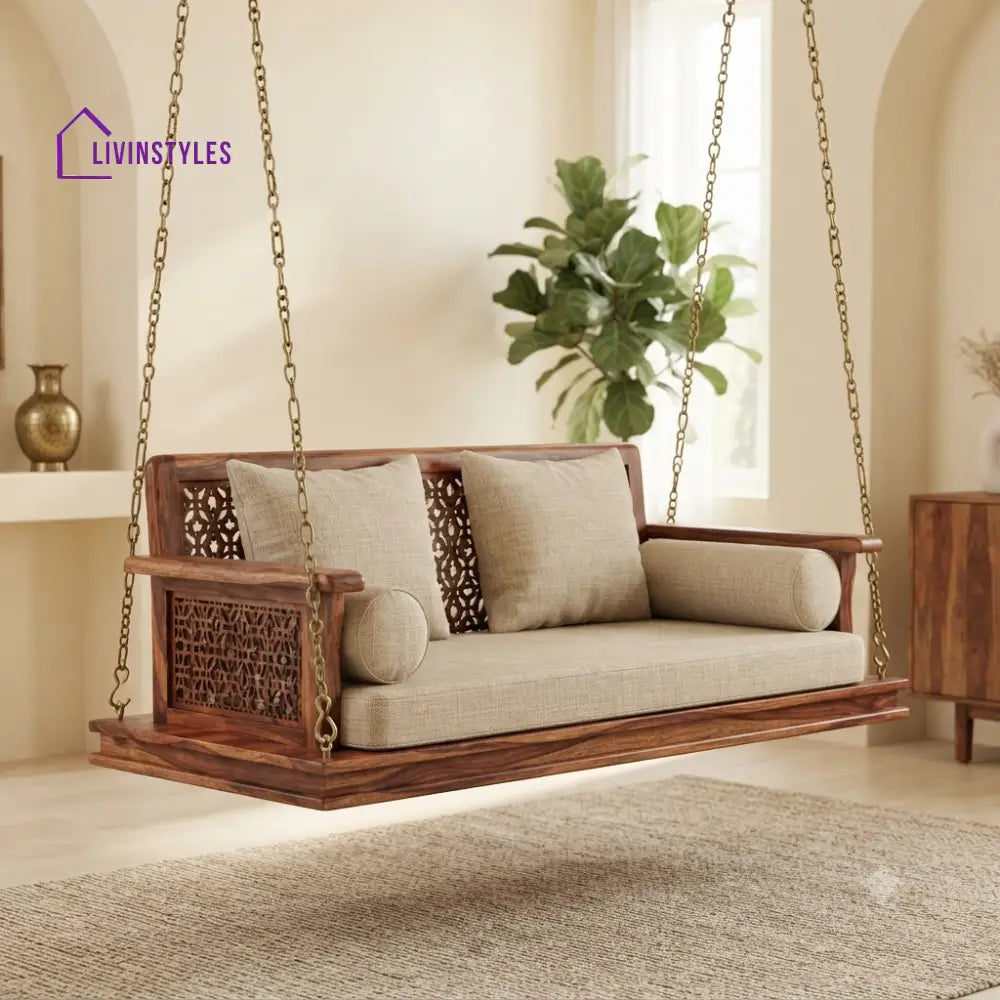 Jonathan 2 Seater Wooden Swing for Home | Wooden Jhula for home