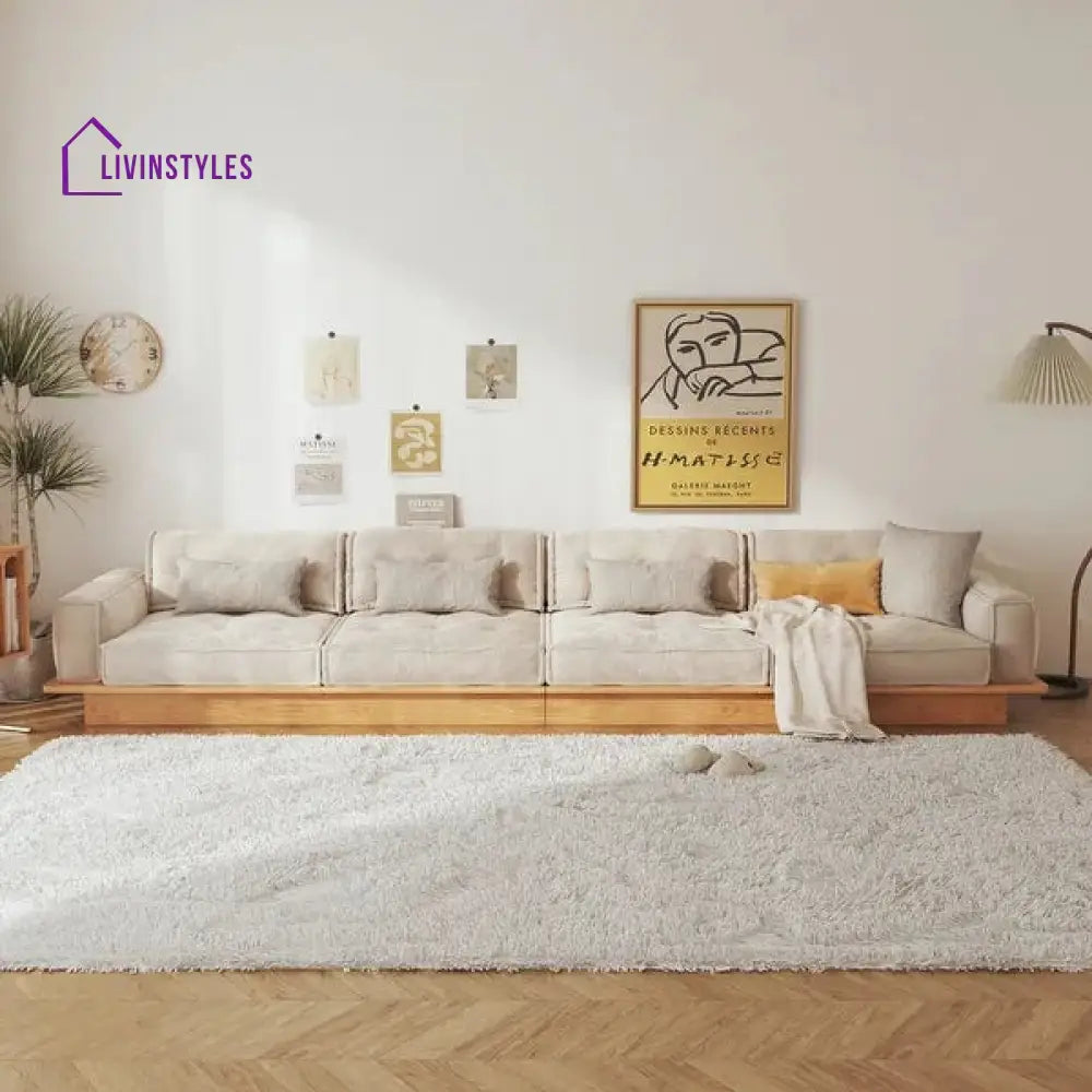 Japandi Solid Wood Frame Corduroy Fabric Sofa With Underneath Storage Drawers SOFA