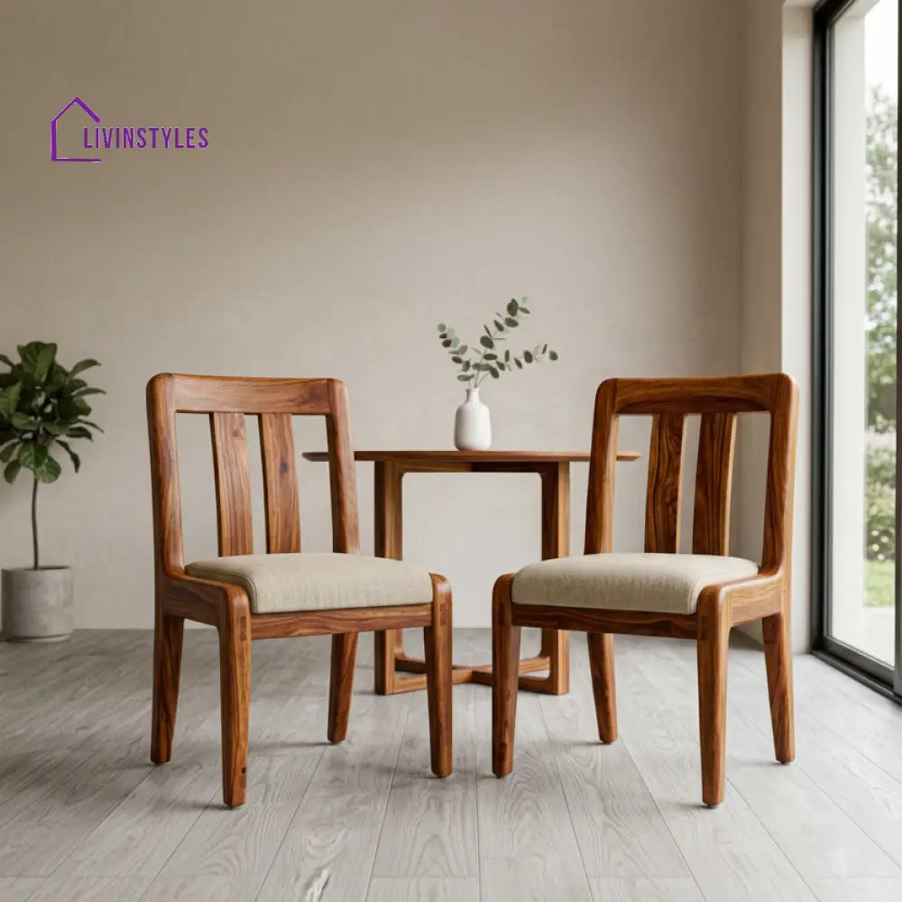 Jordan Sheesham Wood Dining Chairs - Set of 2 (Honey Finish)