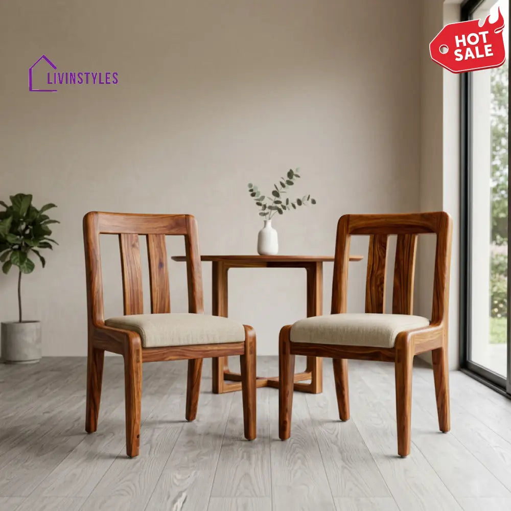 Jordan Sheesham Wood Dining Chairs - Set of 2 (Honey Finish)