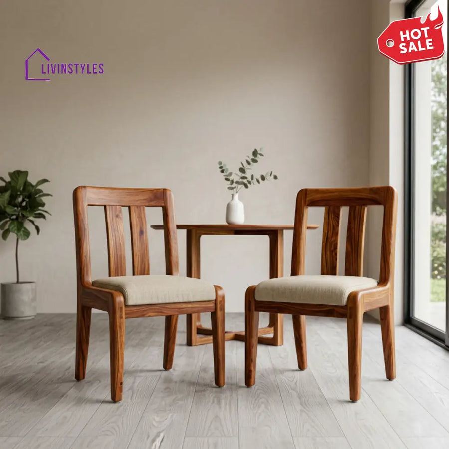 Jordan Sheesham Wood Dining Chairs - Set of 2 (Honey Finish)