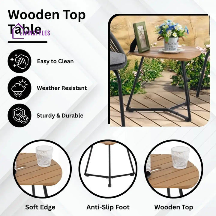 Josefina 3 Piece Garden Outdoor Rope Patio Set - Patio Set