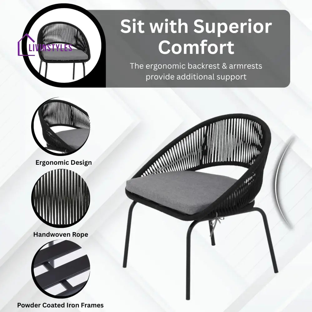 Josefina 3 Piece Garden Outdoor Rope Patio Set - Patio Set