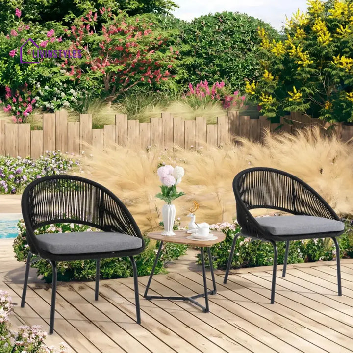 Josefina 3 Piece Garden Outdoor Rope Patio Set - Patio Set