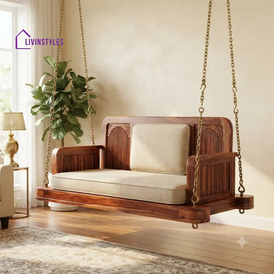 Joseph 2 Seater Wooden Swing for Home | Wooden Jhula for home