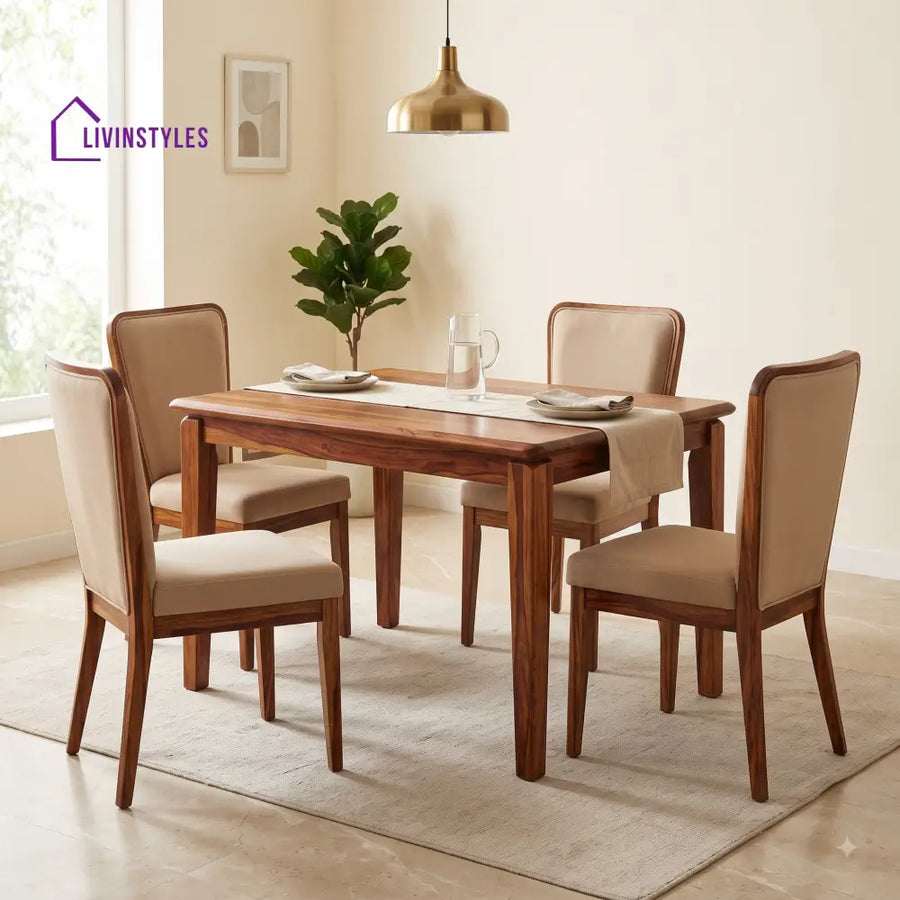 Joseph Premium Solid Wood 4 Seater Dining Table Set
