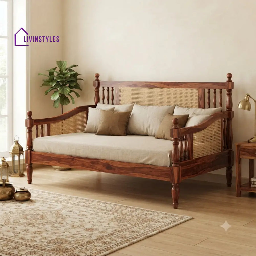 Joséphine Wooden Divan Bed for Living Room | Solid Sheesham Wood
