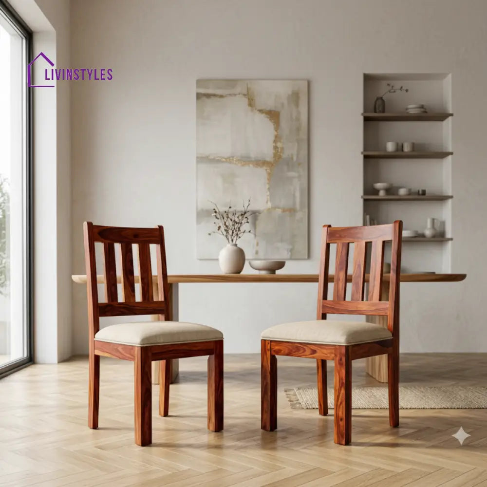 Joshua Sheesham Wood Dining Chairs - Set of 2 (Honey Finish)