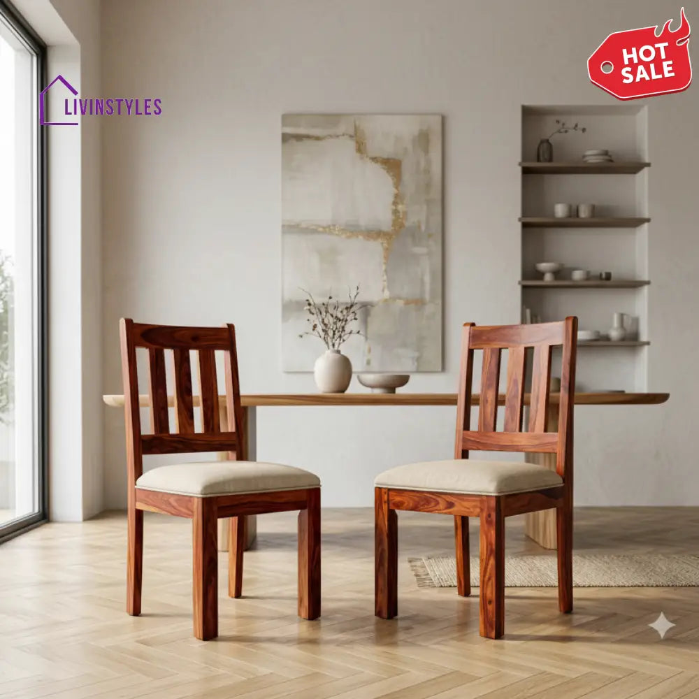 Joshua Sheesham Wood Dining Chairs - Set of 2 (Honey Finish)