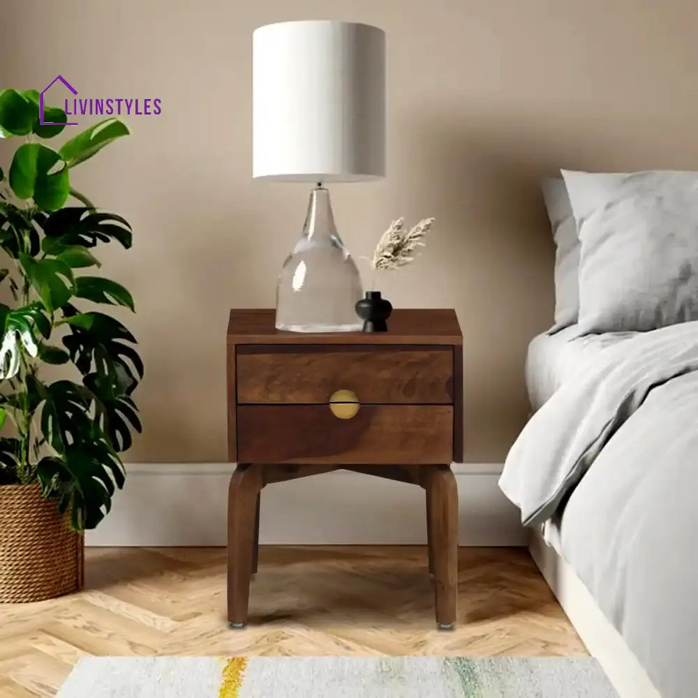 Tulsi Solid Wood Bedside Table Teak Bedroom Furniture Sets