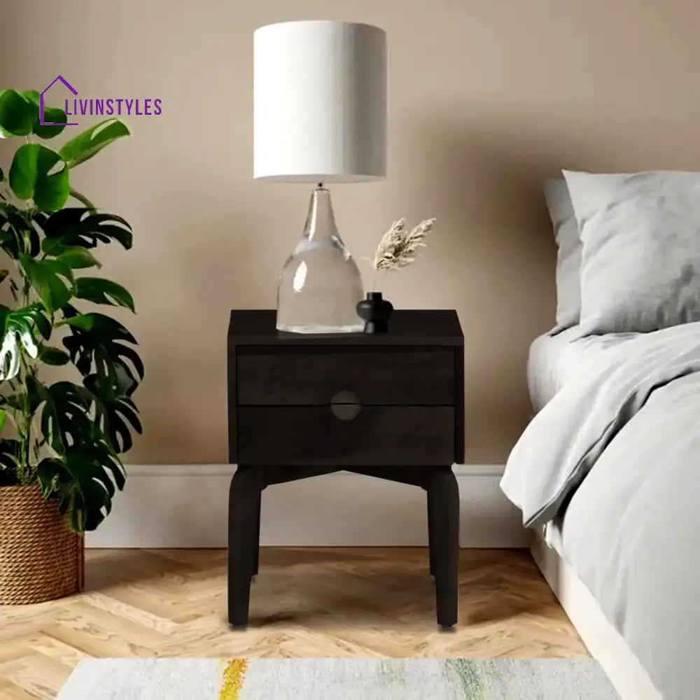 Tulsi Solid Wood Bedside Table Walnut Bedroom Furniture Sets