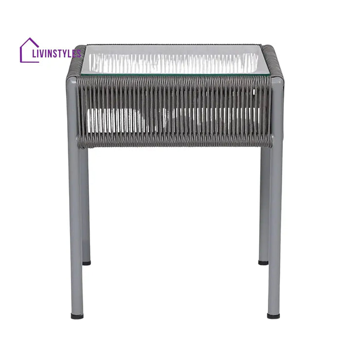 Jovie Outdoor Rope 3-Piece Patio Set (Grey)