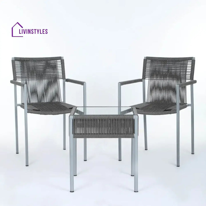 Jovie Outdoor Rope 3-Piece Patio Set (Grey)